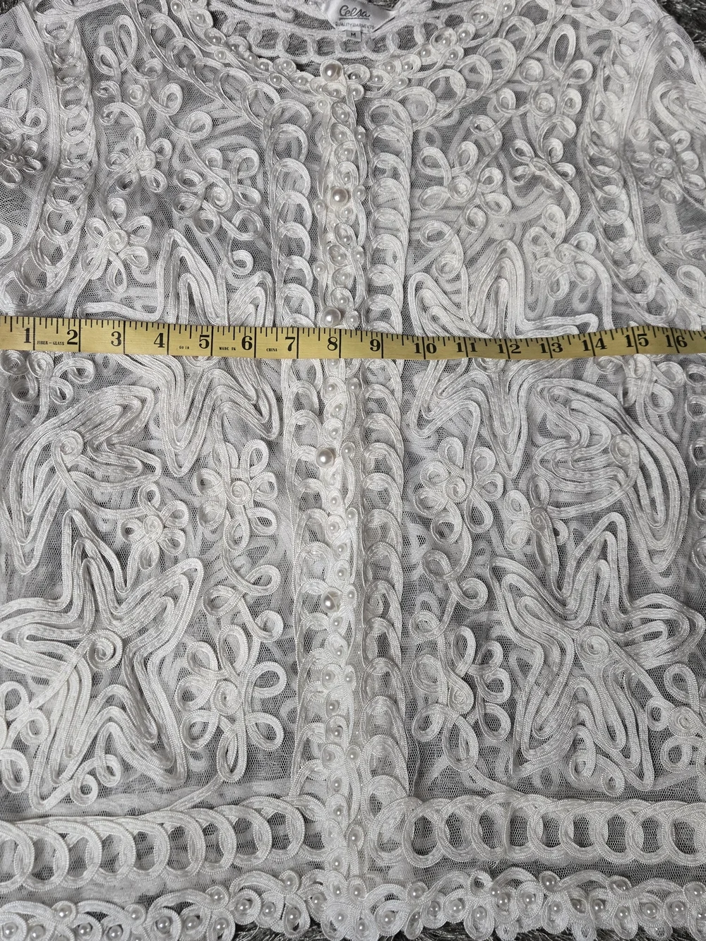 Rare Vintage White Lace Mesh Jacket Soutache Embroidered - Picture 2 of 9